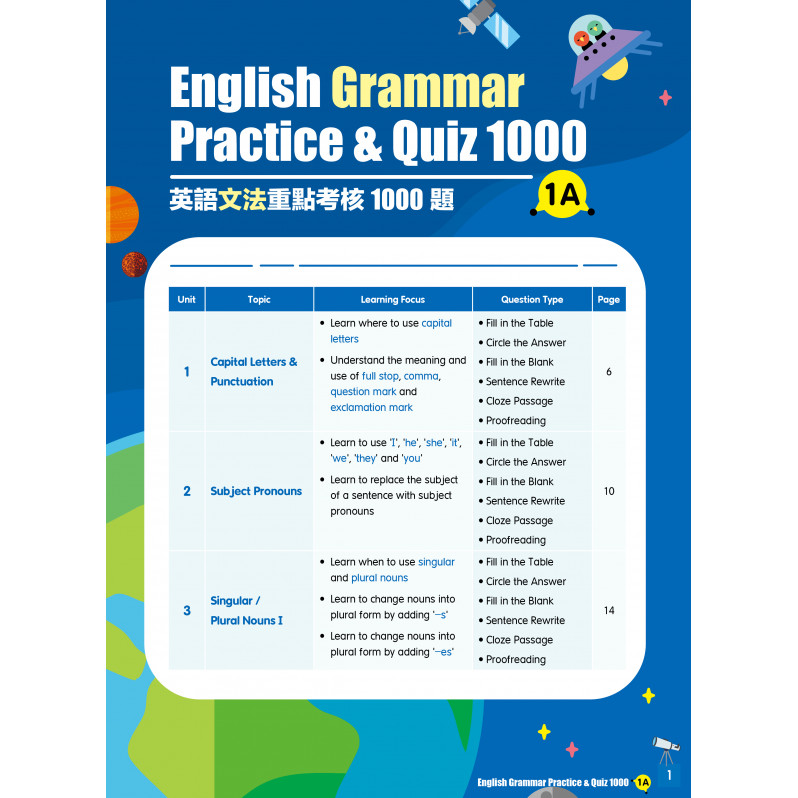 【多買多折】English Grammar Practice & Quiz 1000 1A
