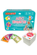 go smart趣桌遊：ABC動物配對（內附52張加厚遊戲卡牌+1張玩法說明書）鐵盒收納